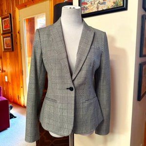 Banana Republic Black and Gray Glen Plaid Classic Fit Jacket Blazer - 4